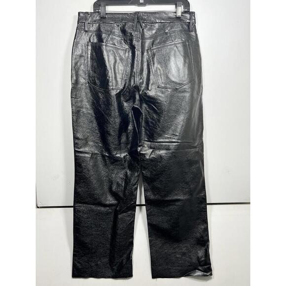 Good American Women’s 12/42 Good Classic Textured Vinyl Pants Black Faux Leather - Picture 5 of 9